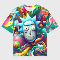 Мужская футболка оверсайз Рик Санчес - граффити