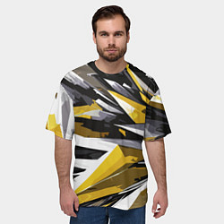 Футболка оверсайз мужская Чёрно-жёлто-белая абстракция, цвет: 3D-принт — фото 2