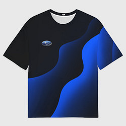 Футболка оверсайз мужская Субару - синие волны, цвет: 3D-принт