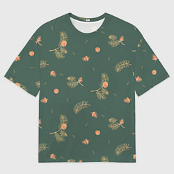 Футболка оверсайз мужская Сосновые ветки и шишки, цвет: 3D-принт