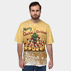 Футболка оверсайз мужская Курицы у ёлки, цвет: 3D-принт — фото 2