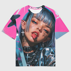 Мужская футболка оверсайз Future samurai pink girl