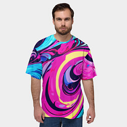 Футболка оверсайз мужская Сине-розовый узор, цвет: 3D-принт — фото 2