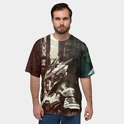 Футболка оверсайз мужская Кибернетический бронированный андроид, цвет: 3D-принт — фото 2