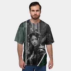 Футболка оверсайз мужская Азиатская девушка с зелёными глазами, цвет: 3D-принт — фото 2