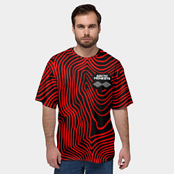 Футболка оверсайз мужская Arctic Monkeys - красные линии, цвет: 3D-принт — фото 2