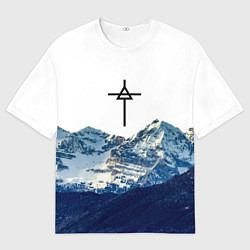 Мужская футболка оверсайз 30 Seconds to Mars - снежные горы