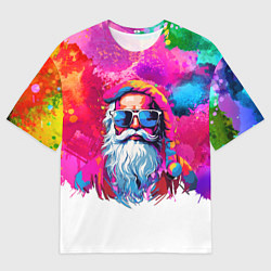 Футболка оверсайз мужская Дед мороз красочный хипстер, цвет: 3D-принт