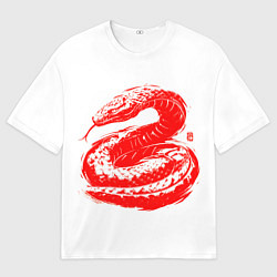 Мужская футболка оверсайз Red japan serpent