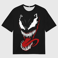 Мужская футболка оверсайз Морда Венома с языком