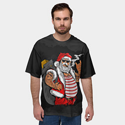 Футболка оверсайз мужская Дед мороз панк, цвет: 3D-принт — фото 2