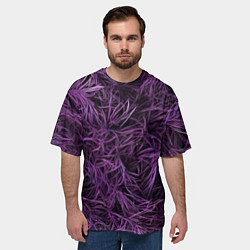 Футболка оверсайз мужская Фиолетовая трава на чёрном фоне, цвет: 3D-принт — фото 2