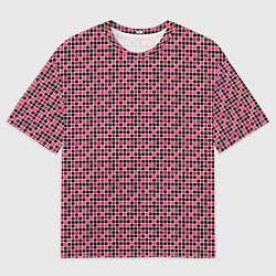Футболка оверсайз мужская Мелкая клетка-плитка тёмно-розовый, цвет: 3D-принт