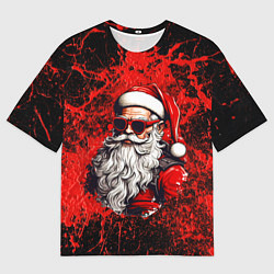 Футболка оверсайз мужская Санта Клаус в красках, цвет: 3D-принт