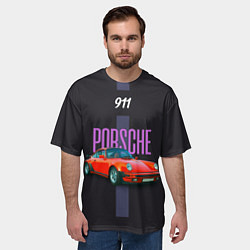 Футболка оверсайз мужская Porsche 911 cпортивный немецкий автомобиль, цвет: 3D-принт — фото 2