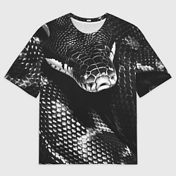 Футболка оверсайз мужская Черно-белая змея, цвет: 3D-принт