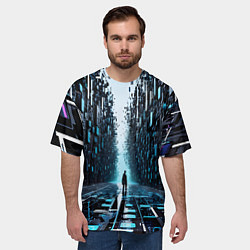 Футболка оверсайз мужская Человек в цифровом лесу, цвет: 3D-принт — фото 2