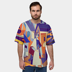 Футболка оверсайз мужская Кубизм абстрактный город, цвет: 3D-принт — фото 2