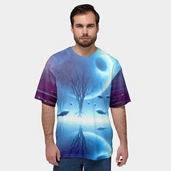 Футболка оверсайз мужская Луна и рыбы - нейроарт фантазия, цвет: 3D-принт — фото 2
