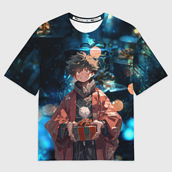 Футболка оверсайз мужская Новогодний Мидория - Моя геройская академия, цвет: 3D-принт