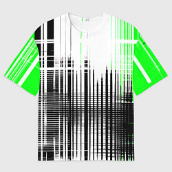Футболка оверсайз мужская Зелёно-чёрный гранж на белом фоне, цвет: 3D-принт