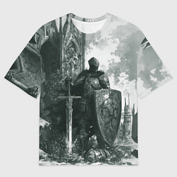 Футболка оверсайз мужская Рыцарь с большим щитом, цвет: 3D-принт