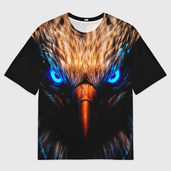 Футболка оверсайз мужская Орел с неоновыми глазами, цвет: 3D-принт