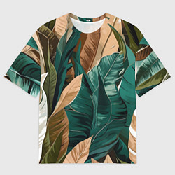 Футболка оверсайз мужская Крупные листья в тропиках, цвет: 3D-принт