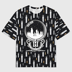 Футболка оверсайз мужская Гарри Поттер - Шар и свечи black and white, цвет: 3D-принт