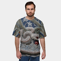 Футболка оверсайз мужская Объемная новогодняя змея, цвет: 3D-принт — фото 2