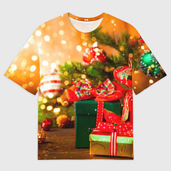 Мужская футболка оверсайз Новогодние подарки под ёлку