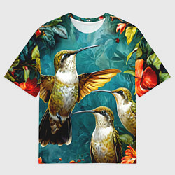 Мужская футболка оверсайз Три птички колибри