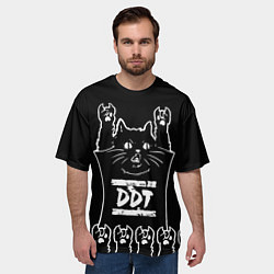 Футболка оверсайз мужская ДДТ: рок кот, цвет: 3D-принт — фото 2