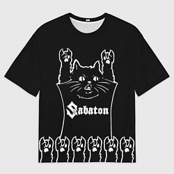 Мужская футболка оверсайз Sabaton: cat rock