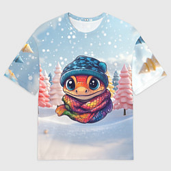 Мужская футболка оверсайз Маленькая милая змейка 2025