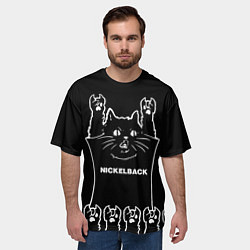Футболка оверсайз мужская Nickelback: cat rock, цвет: 3D-принт — фото 2
