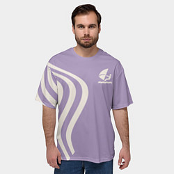 Футболка оверсайз мужская Парусник и волны на сиреневом, цвет: 3D-принт — фото 2
