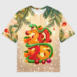 Футболка оверсайз мужская Веселая змея 2025, цвет: 3D-принт