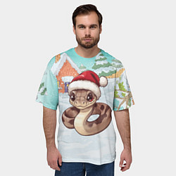Футболка оверсайз мужская Новогодняя праздничная змейка 2025, цвет: 3D-принт — фото 2