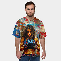 Футболка оверсайз мужская Девочка миксфайтер, цвет: 3D-принт — фото 2