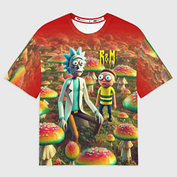 Футболка оверсайз мужская Рик и Морти заблудились в мухоморном поле, цвет: 3D-принт