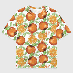 Футболка оверсайз мужская Сочные апельсины и дольки апельсинов, цвет: 3D-принт