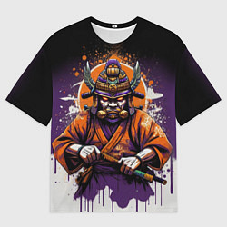 Мужская футболка оверсайз Самурай в маске