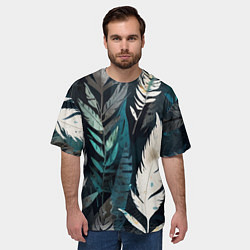Футболка оверсайз мужская Перья и листья, цвет: 3D-принт — фото 2