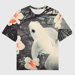 Мужская футболка оверсайз Рыбка с цветами - нейросеть