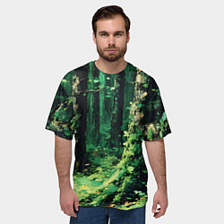 Футболка оверсайз мужская Зелёный летний лес, цвет: 3D-принт — фото 2
