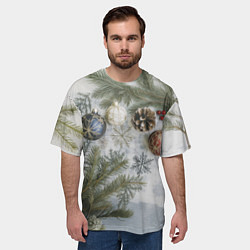 Футболка оверсайз мужская Новогодние ветки, цвет: 3D-принт — фото 2