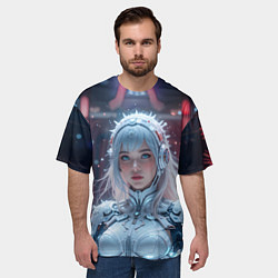 Футболка оверсайз мужская Зимняя девушка в кибер костюме, цвет: 3D-принт — фото 2