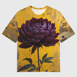 Футболка оверсайз мужская Пион на золотом фоне, цвет: 3D-принт