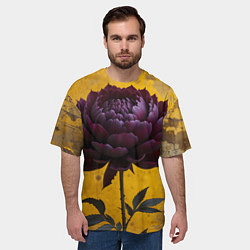 Футболка оверсайз мужская Пион на золотом фоне, цвет: 3D-принт — фото 2